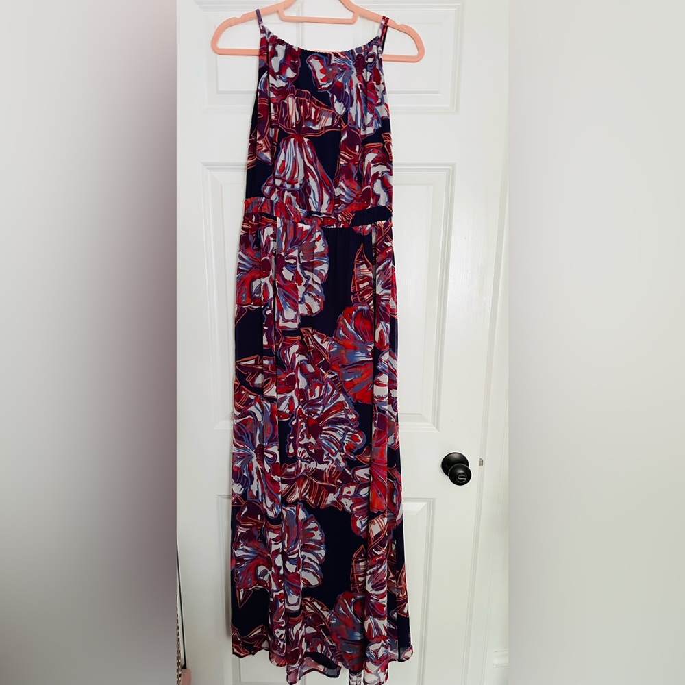 Tommy Bahama purple floral maxi dress size M
